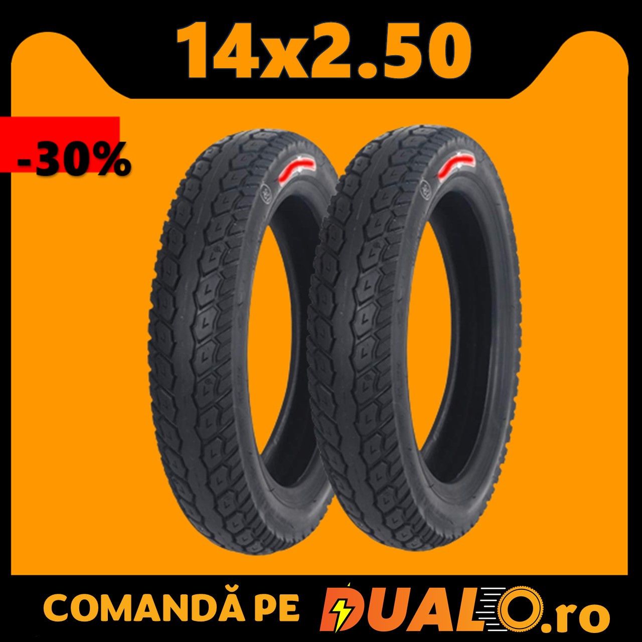 Set 2 Cauciucuri aer 14x2.50 scuter trotineta 14 inch cauciuc moped