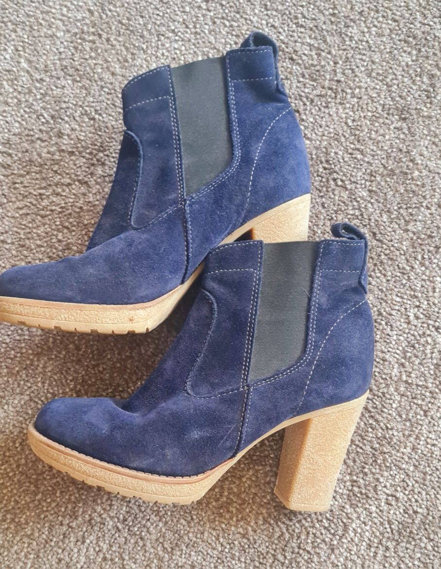 Botine ghete piele intoarsa bleumarin 37