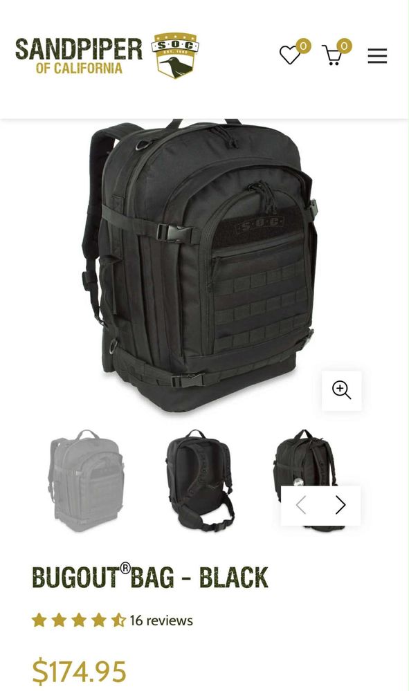 Тактическа военна раница Black S.O.C. Bugout Bag