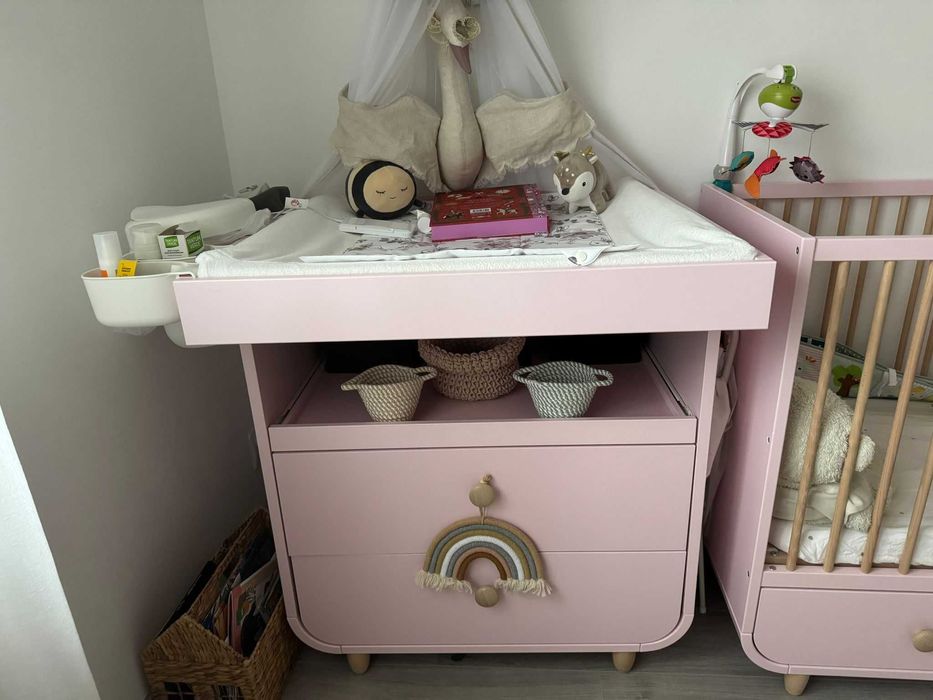 Set mobilier masă de înfășat și pătuț bebe