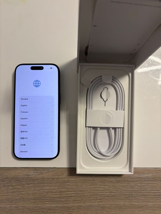 Iphone 16 pro black 128gb full box in garantie prcent baterie 100%