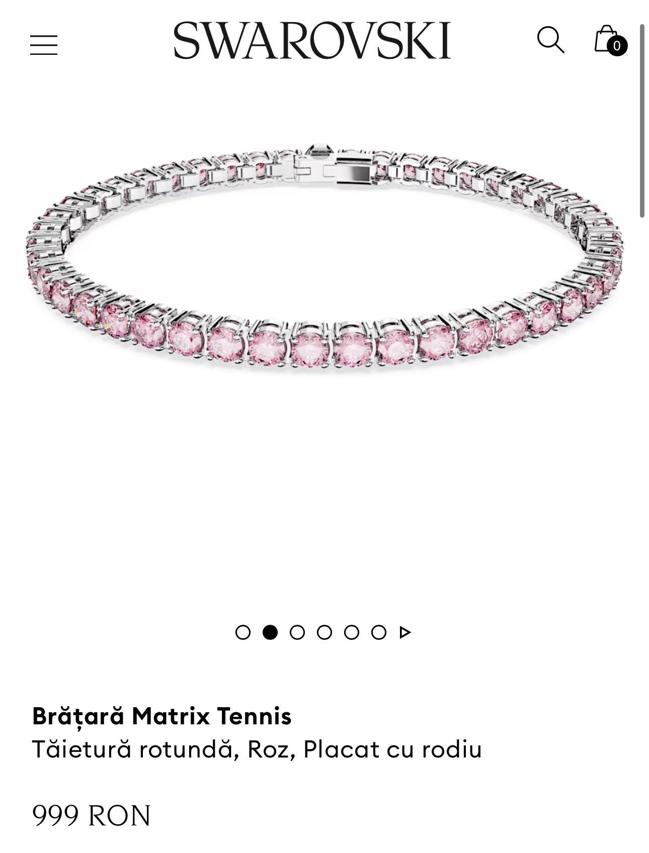 Bratara Swarovski matrix tennis roz model nou