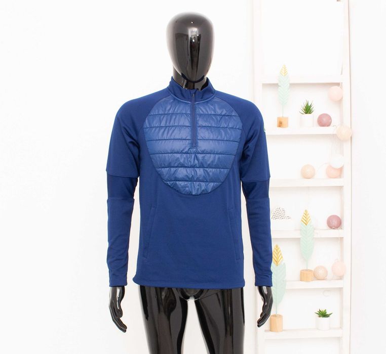Nike оригинален мъжки суичър тренирочъчна блуза 1/2 цип подплатен S