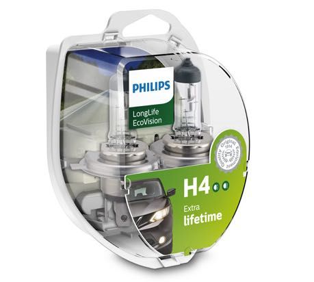 Set 2 becuri far H4 60/55W 12 V, Longer Life Ecovision PHILIPS