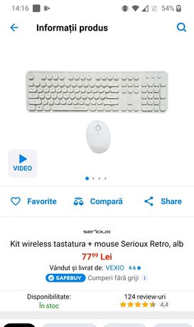 Kit wireless tastatura + mouse Serioux Retro, alb