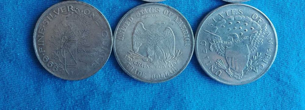Silver Dollars 3 Monede de Argint USA FINE silver one dollar coins
