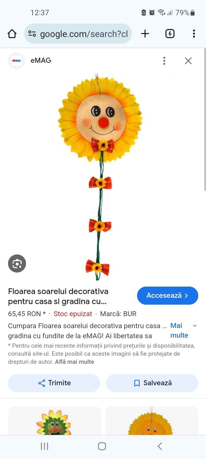 Vând decor floarea soarelui . Preț achizite 65 lei preț vânzare 40lei