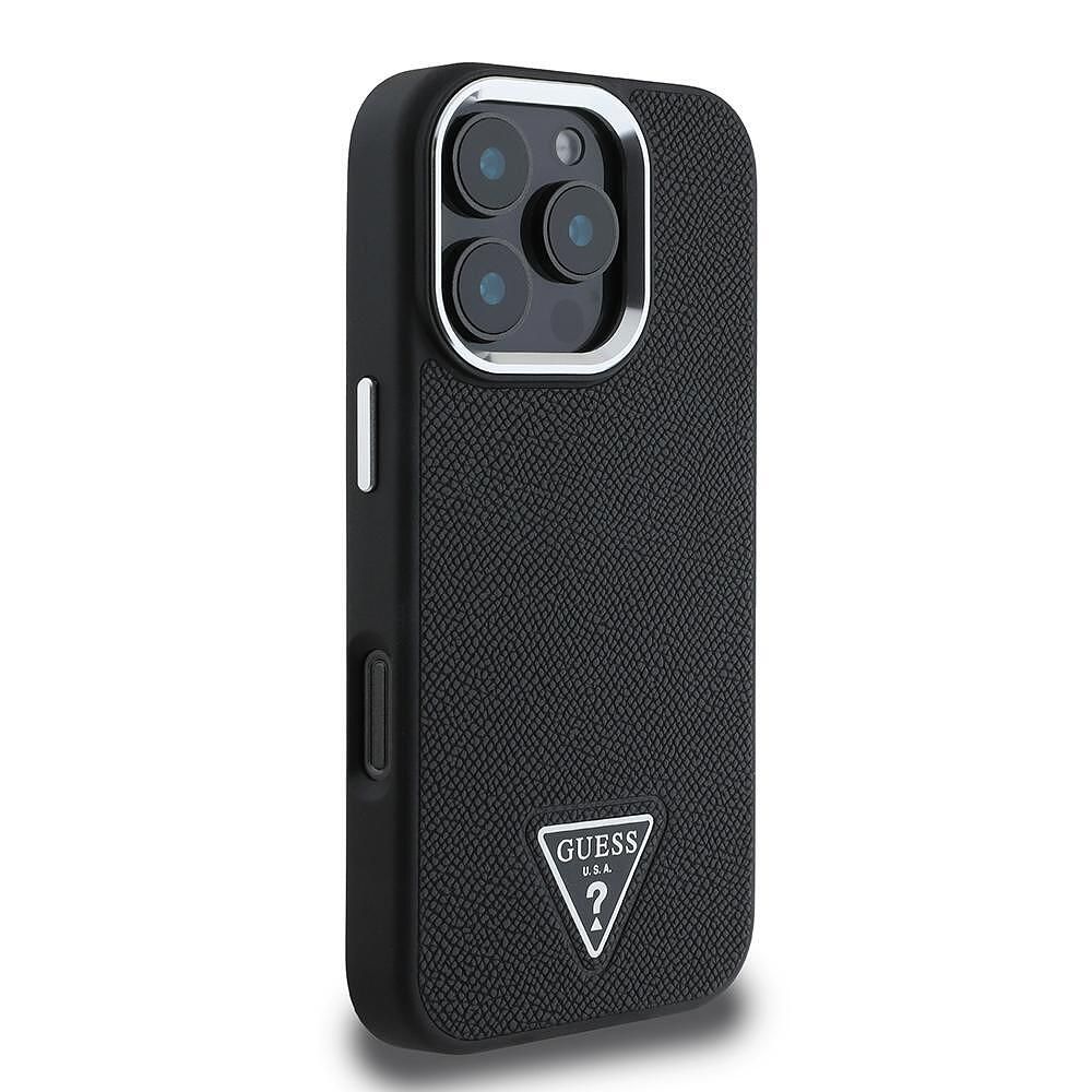 Guess grained triangle magsafe кейс за iphone 16 pro – черен