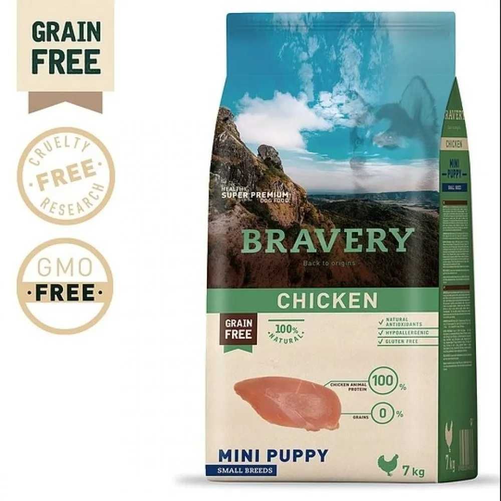 Bravery-пълноценна храна за кучета от мини породи различни видове 7кг.