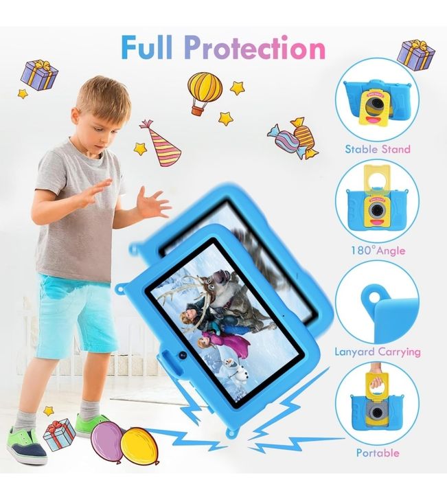 Tableta pentru copii, 7 inch, Android 13, 3-12 ani, albastra sau roz