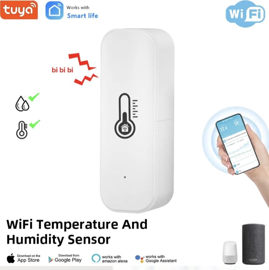 Senzor Inteligent Tuya WiFi Temperatura și Umiditate de Interior