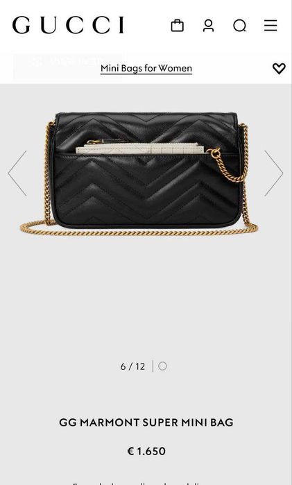 Дамска Чанта Gucci GG MARMONT Super Mini Bag 100% LEATHER