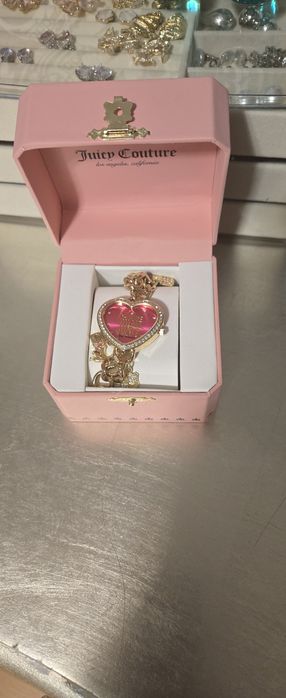 Juicy couture нов дамски часовник гривна сърце розов златно