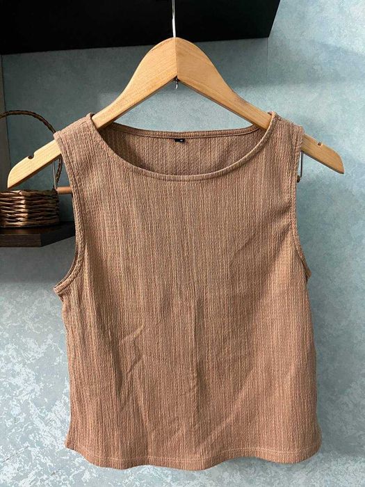 Кроп-Топ / Майка в Мелкий Рубчик (Терракотовый/Нюд)