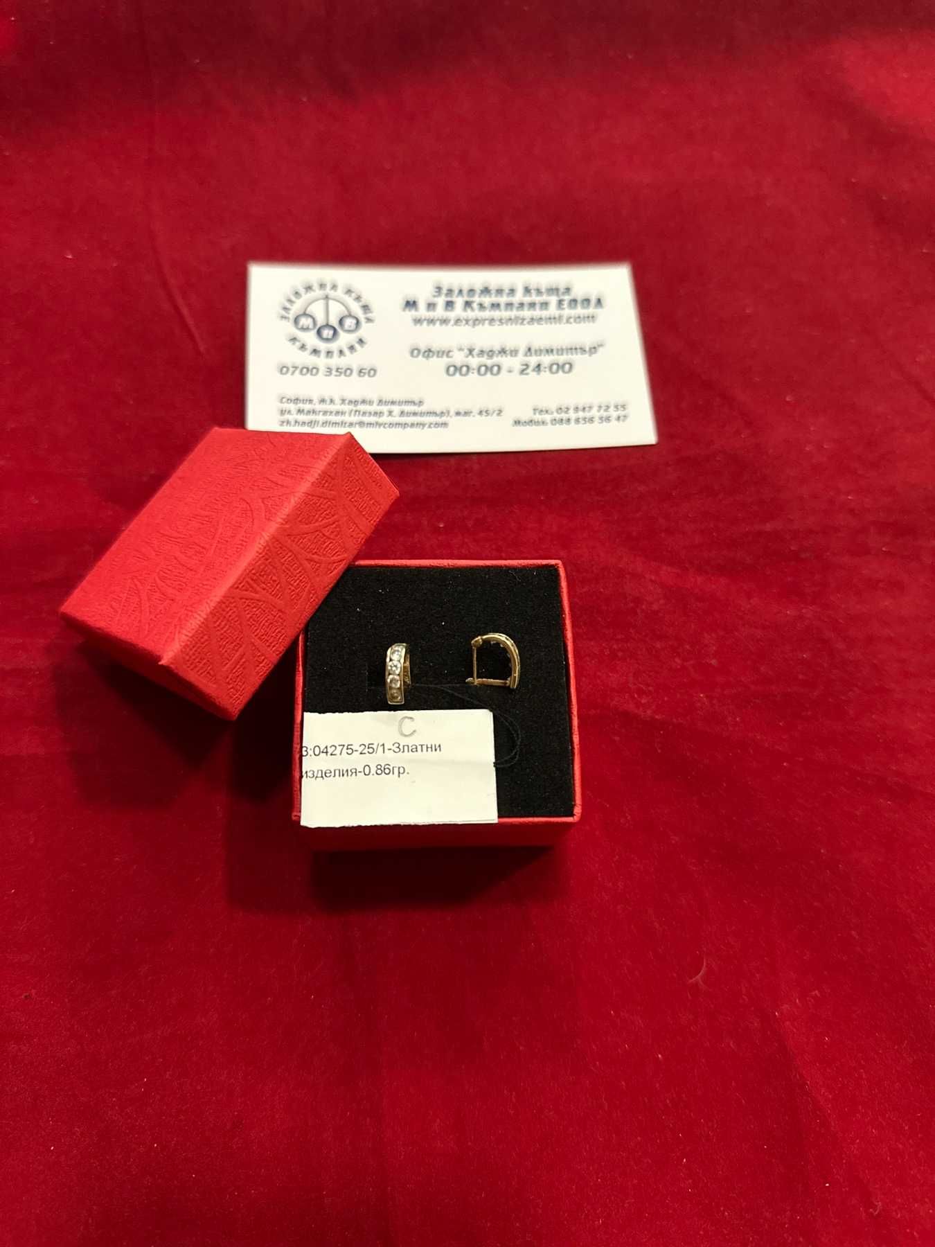 ***УНИКАЛНИ***Златни обеци 0,86гр. 14к