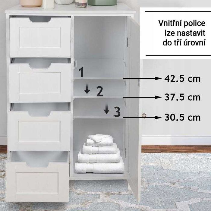 Шкаф Miadomodo с 4 чекмеджета 55x30x82см чисто нов оребрен