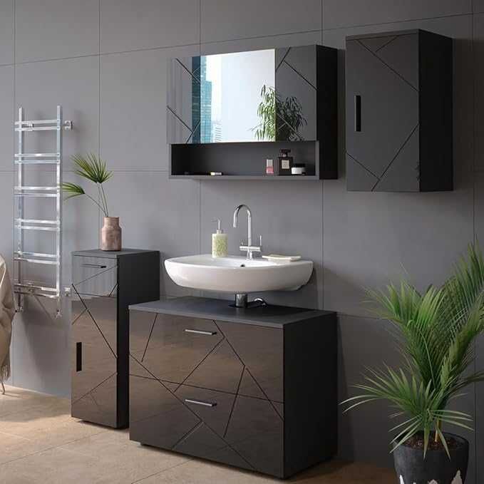 Шкаф за баня Vicco Irma висок гланц антрацит 30 x 59 см