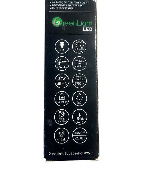 Bec LED Greenlight , E14, Alb Cald, 3.7W=25W, E14, 2700K