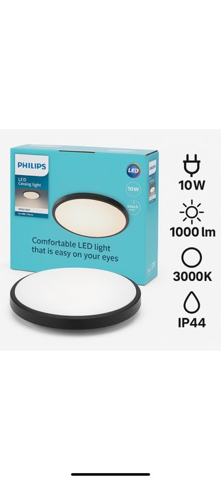 Plafoniera LED Philips CL200 Black, 10W, 24 cm, IP44