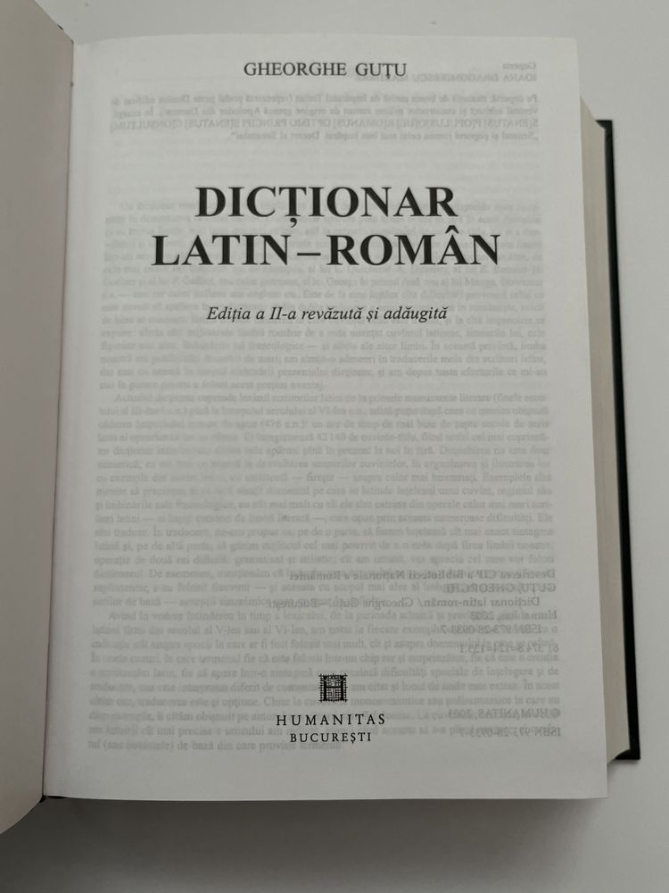 Marele Dicționar Latin-Român- editura Humanitas Gheorghe Guțu