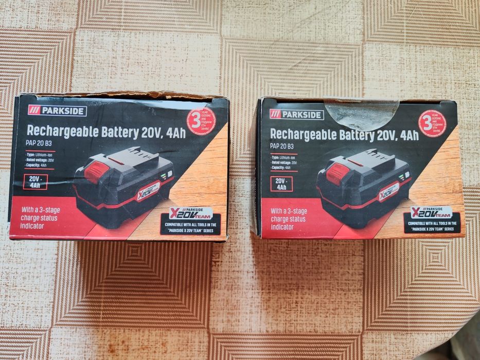Продавам две акумулаторни батерий parkside 20в 4ач