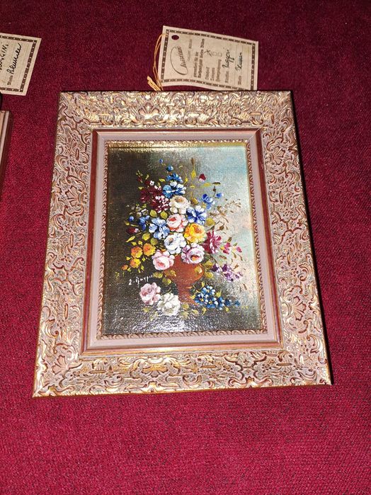 tablou pictura pe panza semnat certificat 14/17 cm