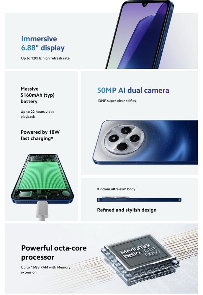 Redmi 14c 4/128gb kafolati bilan manzil: Abu Saxiy bozori optom dukon.
