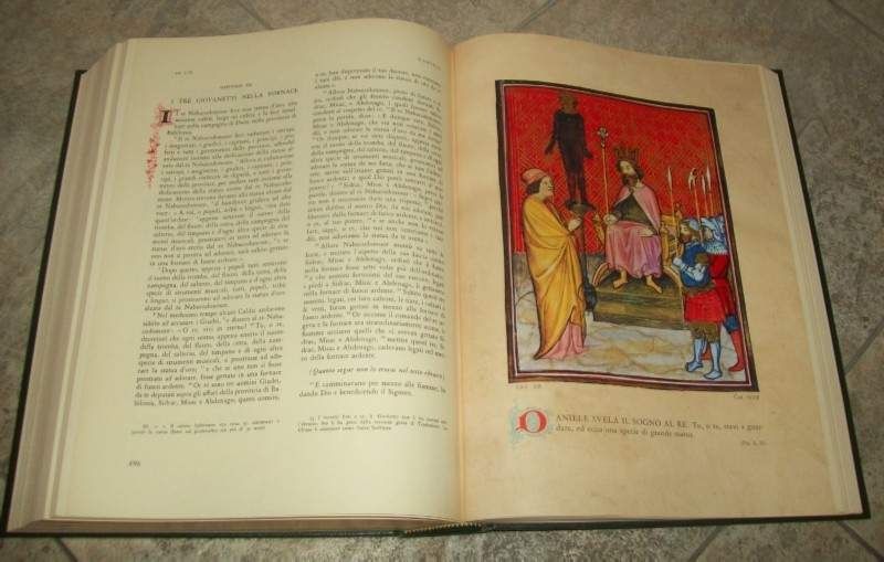 La Sacra Bibbia 3 vol suport lemn originale SAIE Torino Biblia pictura