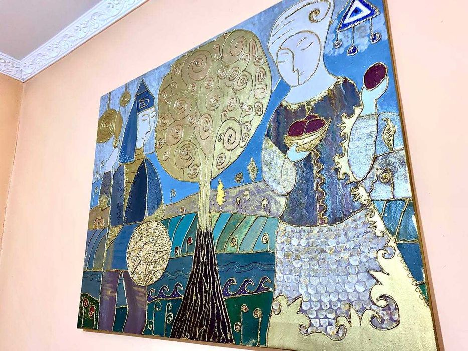 Этно арт/Авторская Картина Крупного Размера/Қазақша қолөнер