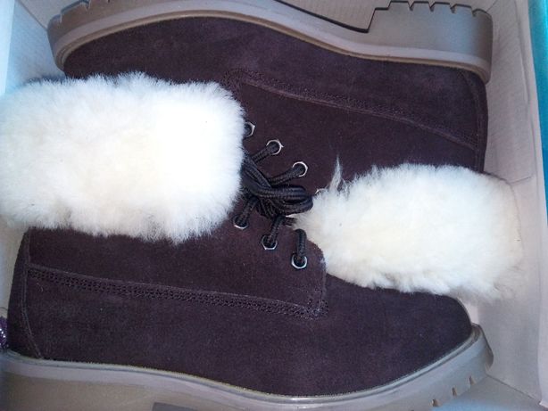 новые Сапожки сапоги ботинки натуральная кожа замша с опушкой зимние