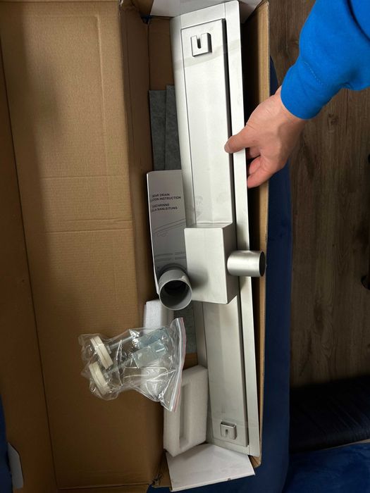 Модерен линеен сифон за баня – неръждаема стомана, неупотребяван