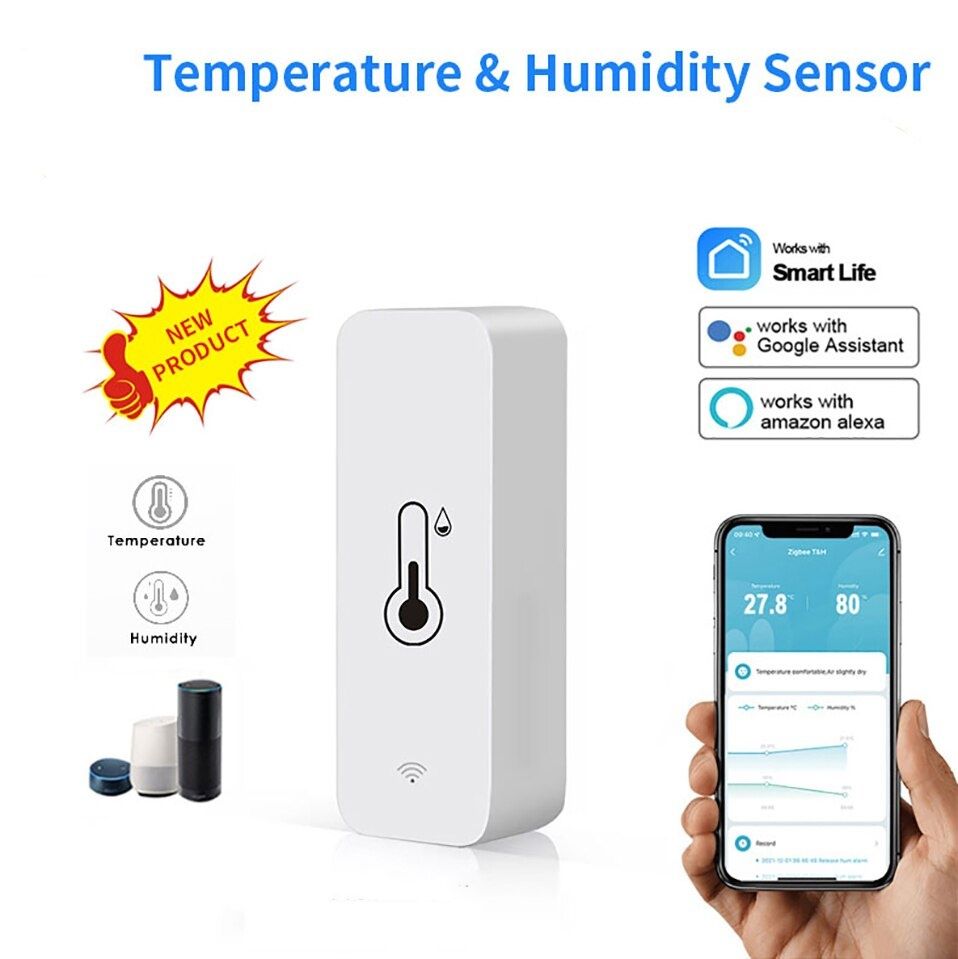 Tuya Smart WiFi или Zigbee Стенен сензор за температура и влажност