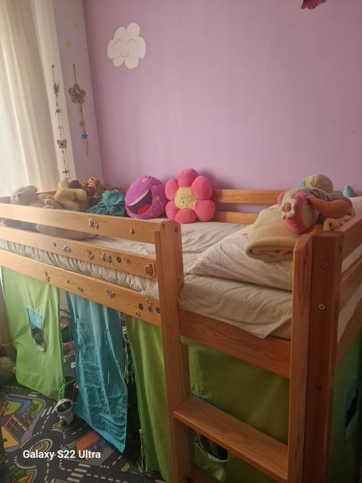 Pat inalt din lemn copil -  stare impecabila!