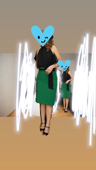 Rochie eleganta Nissa, verde cu negru, marimea 36