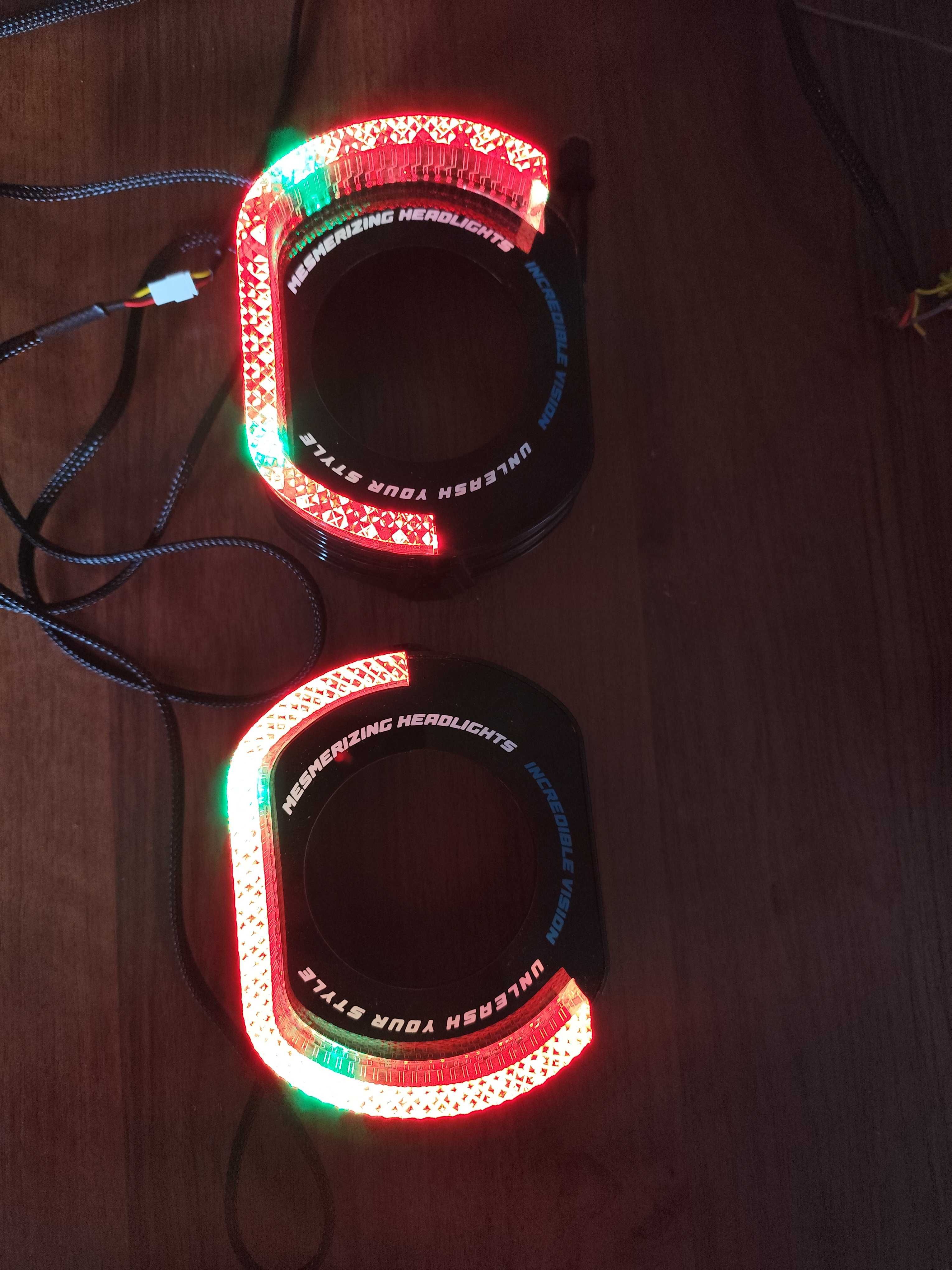 Маски LED двухцветные +RGB bluetooth для линз 3 дюйма