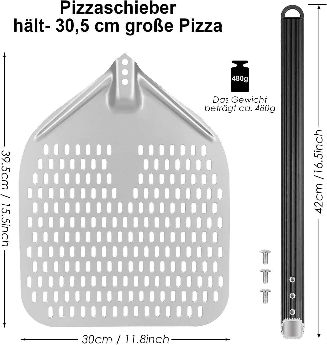 Шпатула за пица CRROEL Perforated Pizza Peel, 12 Inch