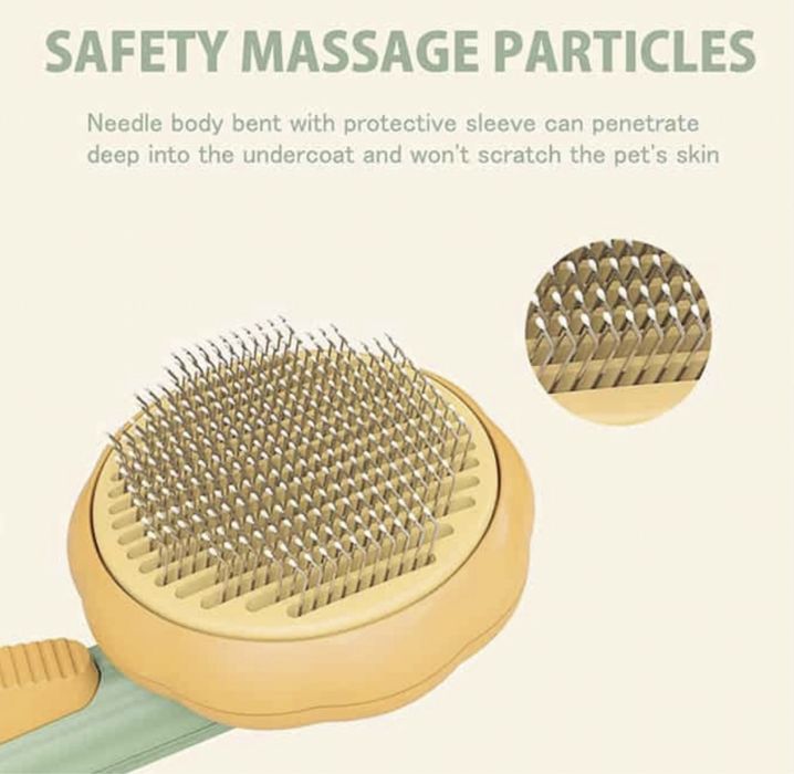 Perie pentru părul animalelor de companie, cu buton de autocurățare.