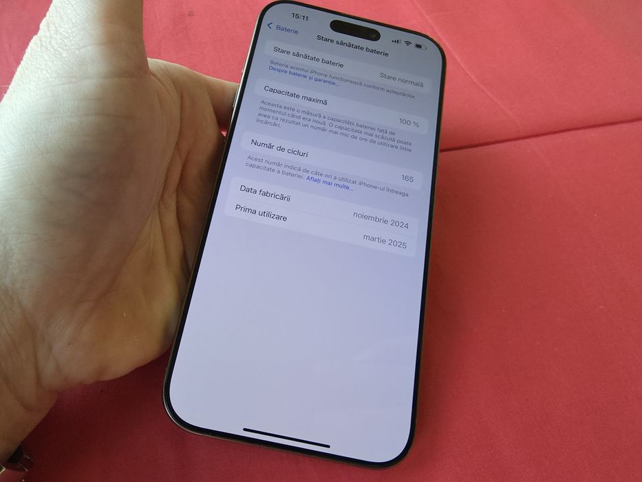 -Iphone 16Pro Max, ca Nou, 256Gb, 8Ram, bat: 100%- 165 cicluri incarca