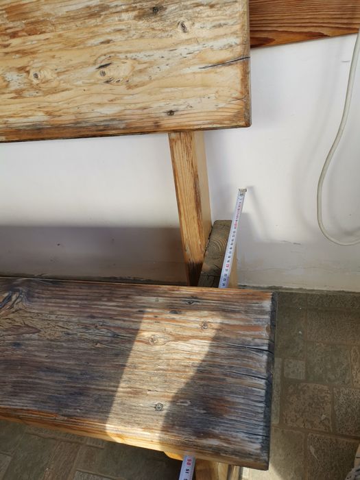 Градински комплект масив, маса и пейки