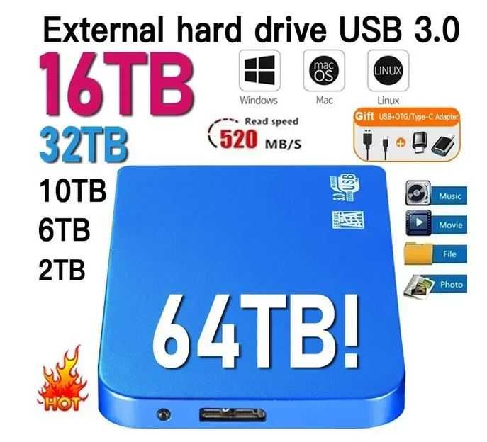 HDD extern 4TB, USB 3.0,