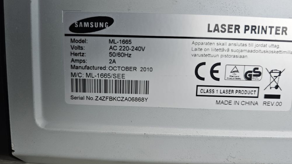 Imprimanta Laser Samsung ml-1665, cartus aproape plin