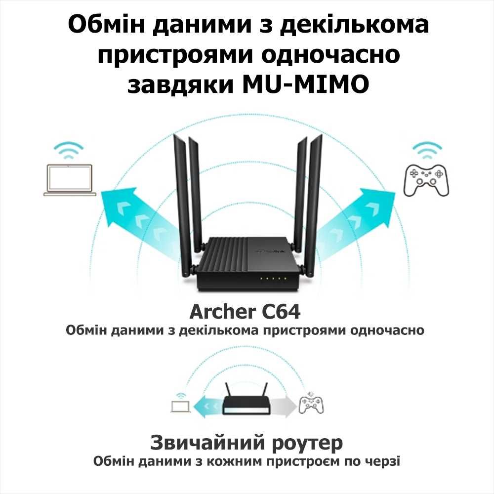 TP-Link Archer C64 AC1200 Wi-Fi роутер, двухдиапазонный router