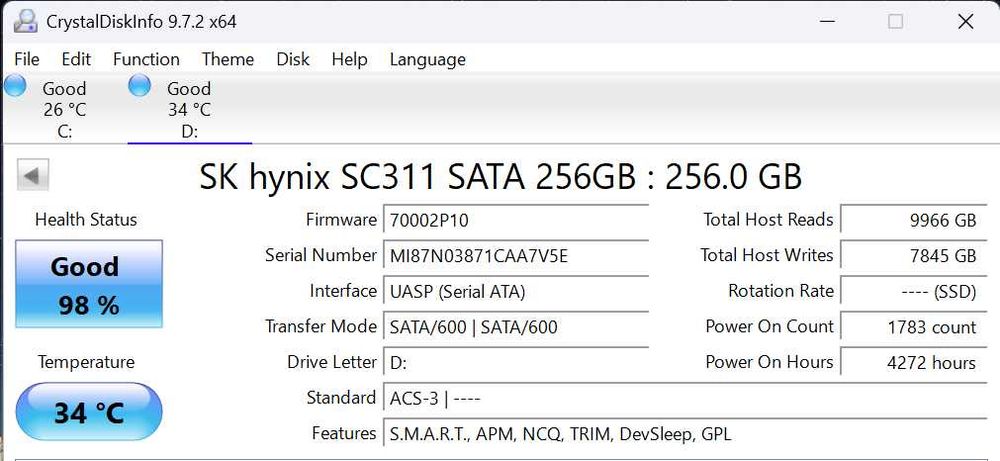 SSD M.2 SK Hynix SC311 256GB SATA3