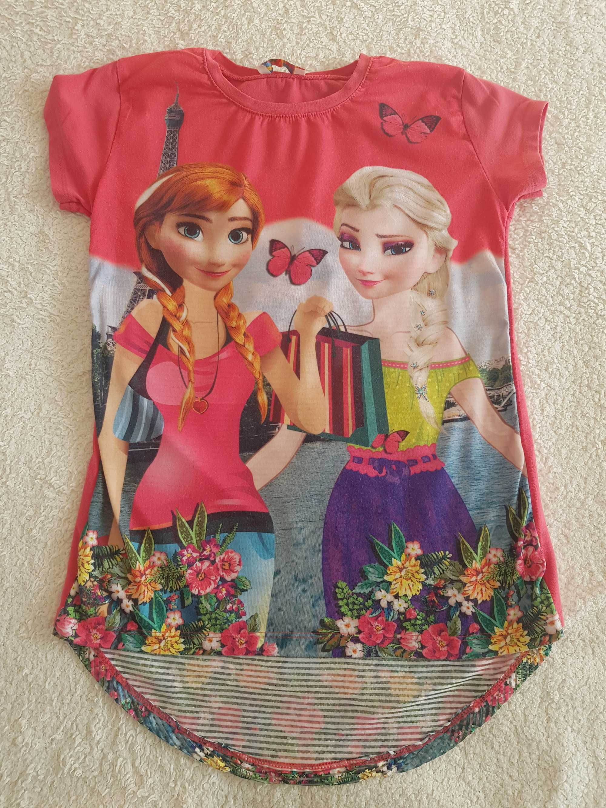 Tricou roz cu Frozen 140/146