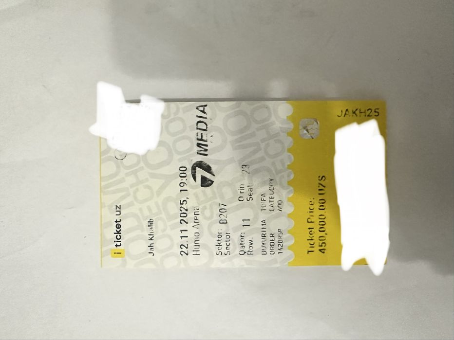 Продается билет на концерт Jah Khalib