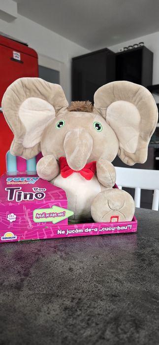 Jucarie de plus interactiva Puffy Friends, Tino Boo Elefantel, Bej