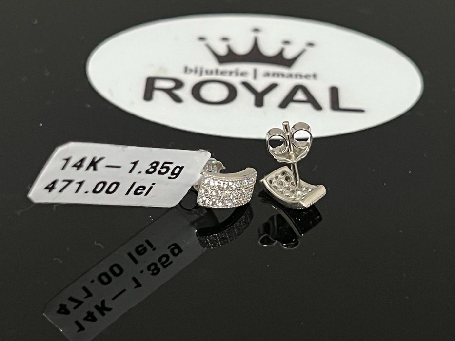 Bijuteria Royal CB : Cercei aur alb 14k 1,35 grame