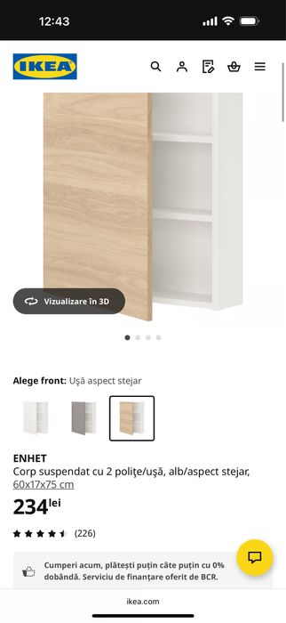 Corp suspendat cu 2 poliţe/uşă, alb/aspect stejar, 60x17x75 cm