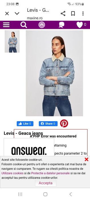 Geacă Levis denim îmblănită