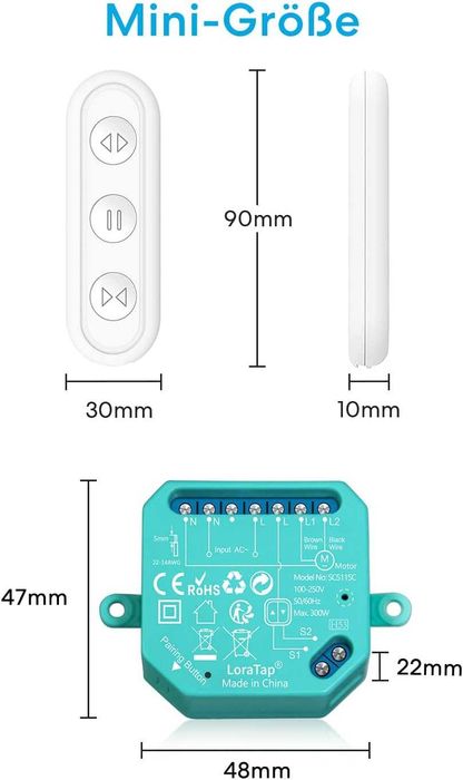 LoraTap Безжичен Комплект за RF Управление на Ролетни Щори и други